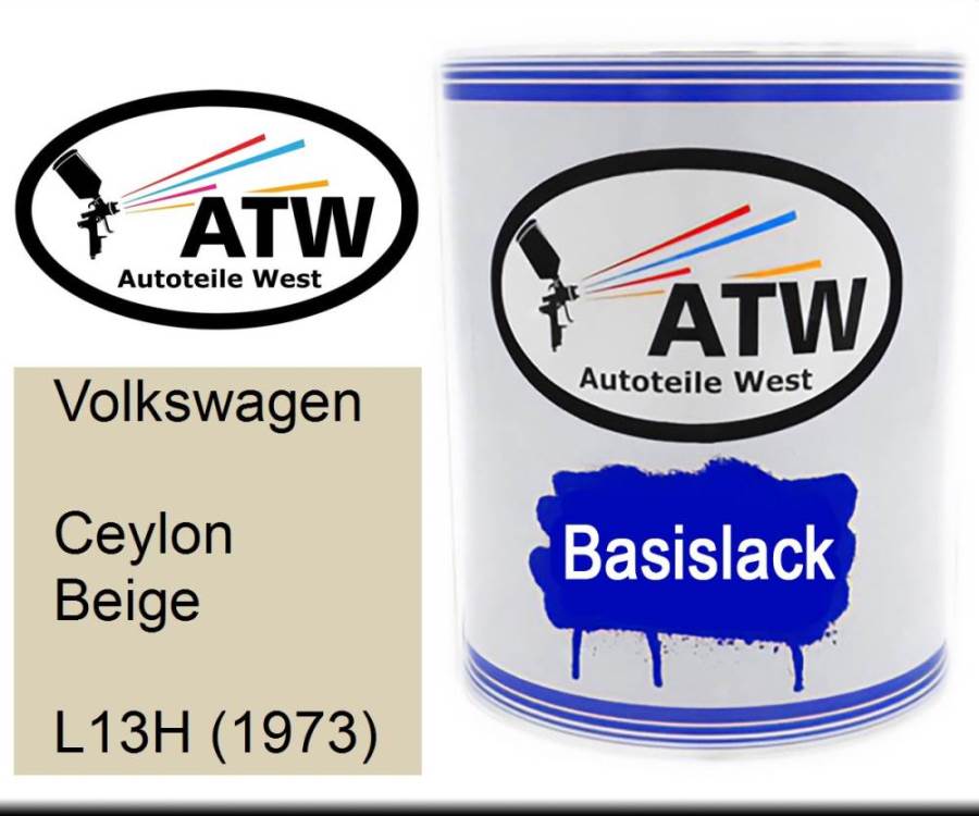 Volkswagen, Ceylon Beige, L13H (1973): 1L Lackdose, von ATW Autoteile West.